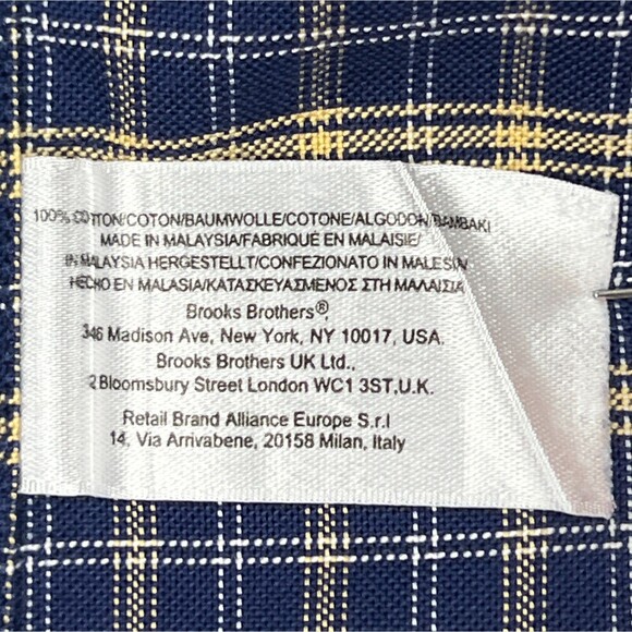 Brooks Brothers Supima Cotton Casual Shirt Blue Check Long-Sleeve Button-Down - Picture 6 of 13